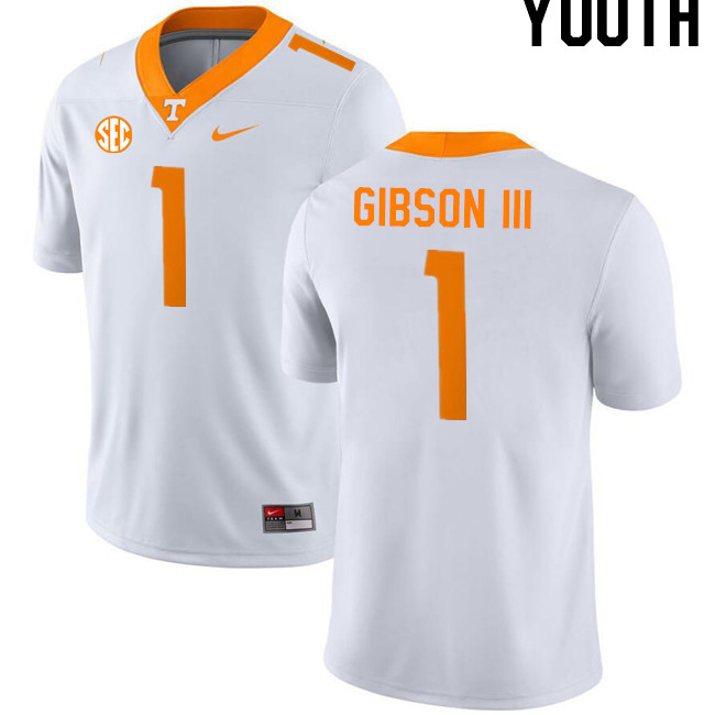 Youth #1 Rickey Gibson III Tennessee Volunteers College Football Jerseys Stitched-White